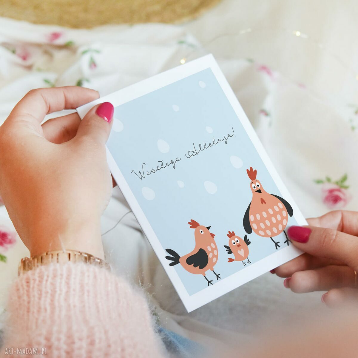 Kartka Wielkanocna A6 z kogutami
