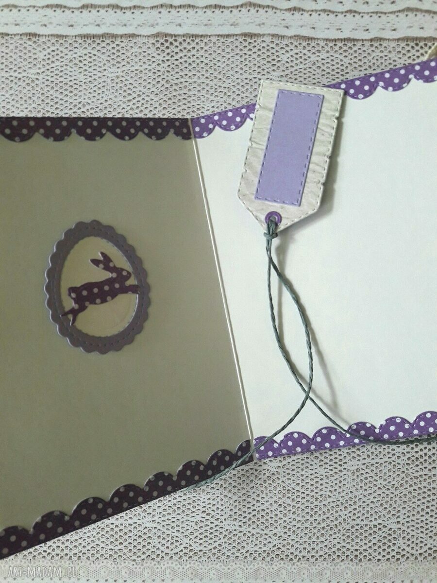Ręcznie robiona kartka wielkanocna z króliczkiem - scrapbooking 3D