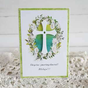 kartka wielkanocna z krzyżem - białe scrapbooking kartki