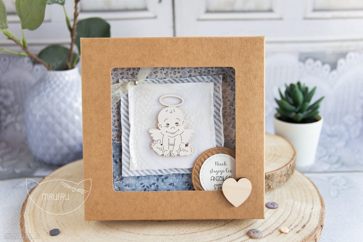 kartki: Kartka z Aniołkiem Stróżem. Narodziny, Chrzest, Roczek, Urodziny