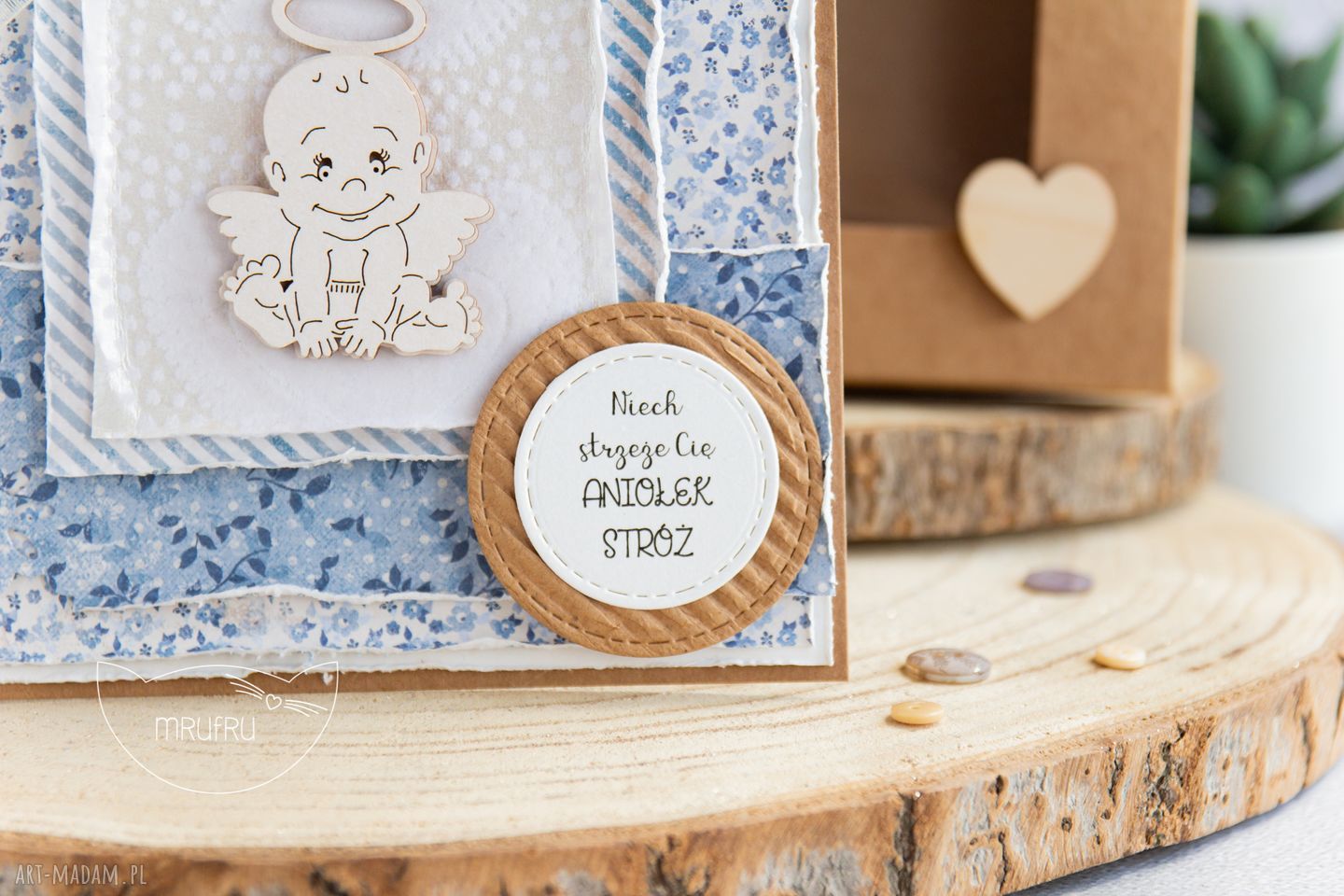 kartki: Kartka z Aniołkiem Stróżem. Narodziny, Chrzest, Roczek, Urodziny