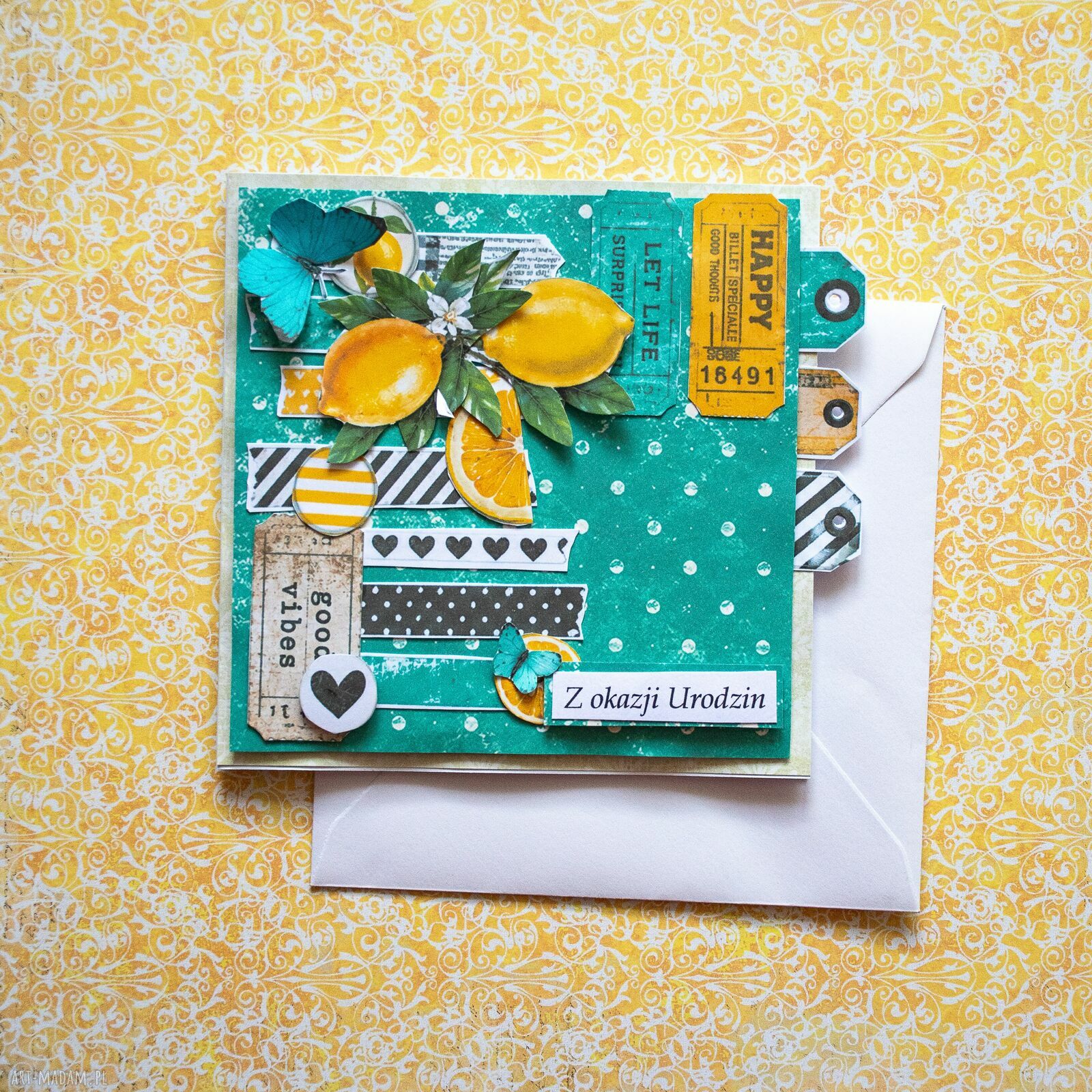 Ręcznie robiona kartka scrapbooking na wyjątkową okazję