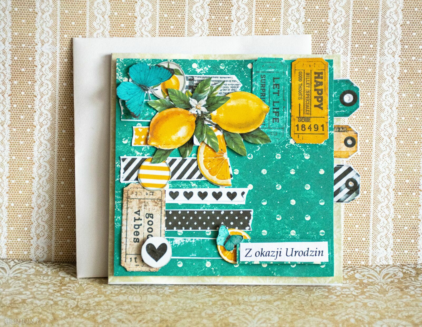 Ręcznie robiona kartka scrapbooking na wyjątkową okazję