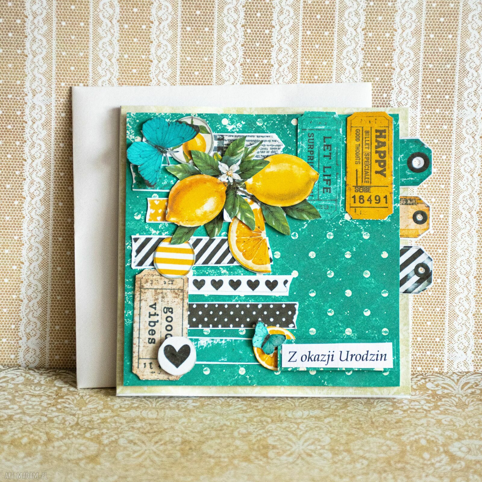 Ręcznie robiona kartka scrapbooking na wyjątkową okazję