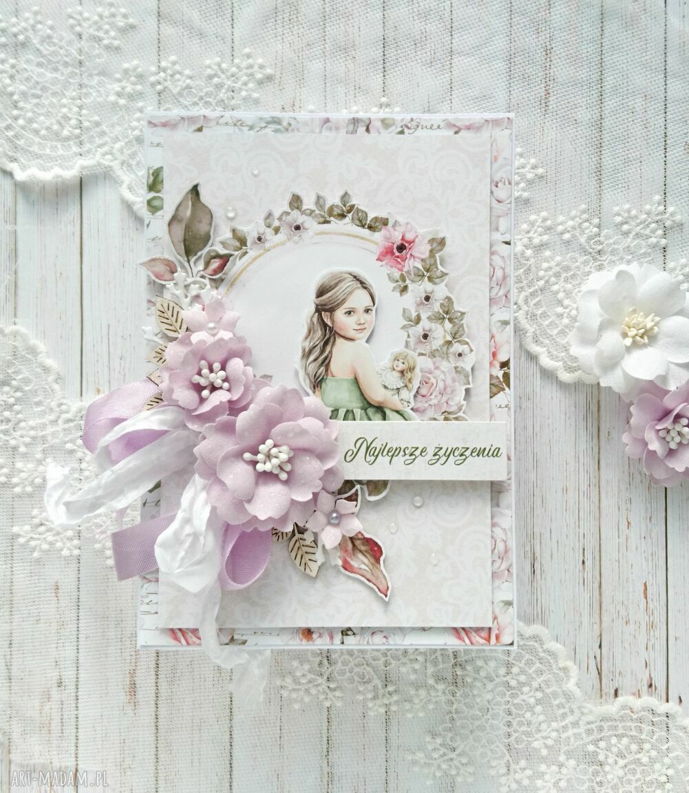 Kartka dziewczynką pudełku dziecięca dla dziewczynki prezent