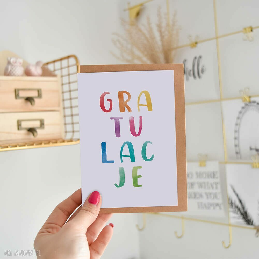 Kartka z gratulacjami tęczowa kolorowa (A6) z ekologiczną kopertą