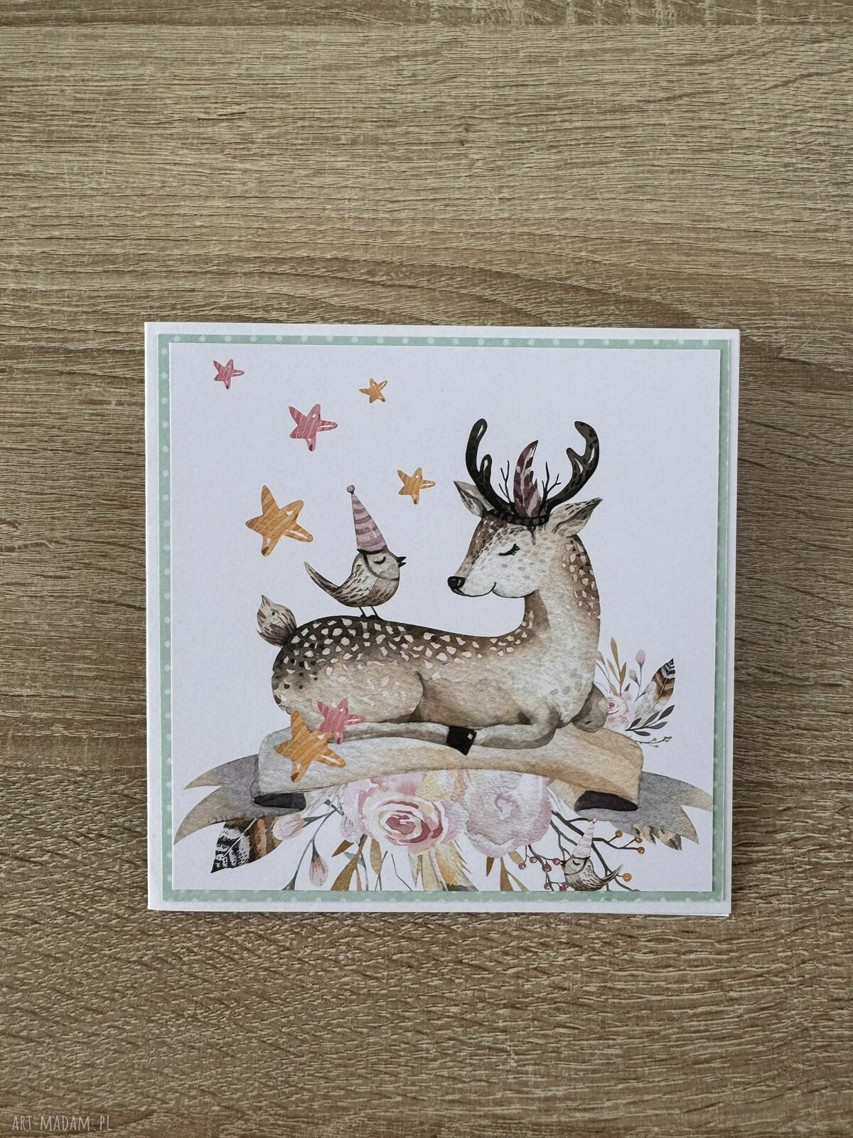 kartki: Kartka z jelonkiem ręcznie zrobione