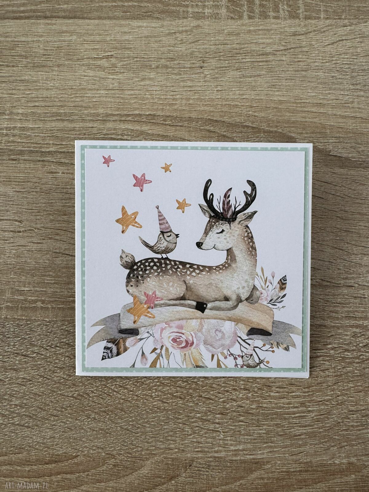 Kartka jelonkiem prezent urodziny roczek życzeniami