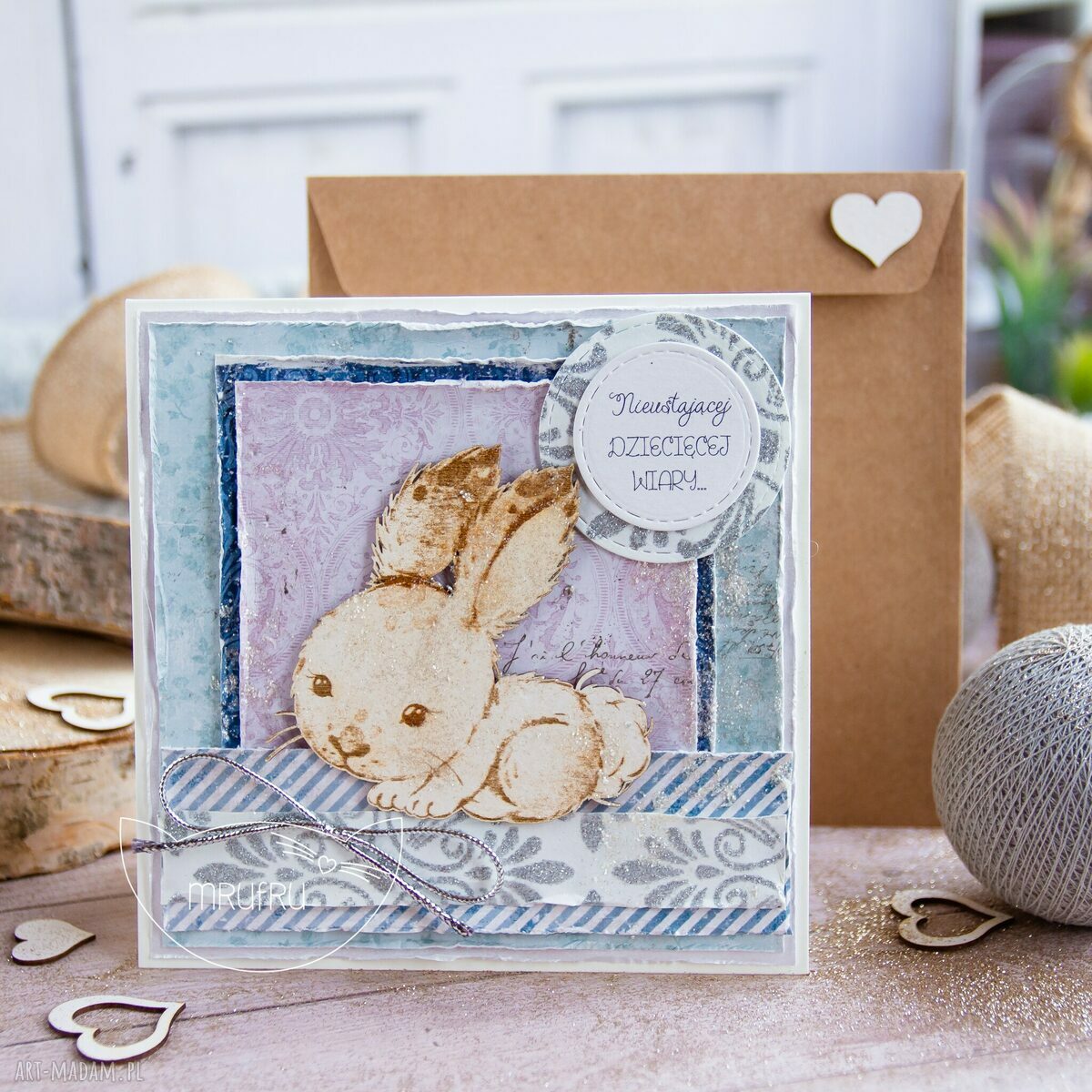 kartki: z króliczkiem. Kartka urodzinowa. Dla dziecka. Personalizacja