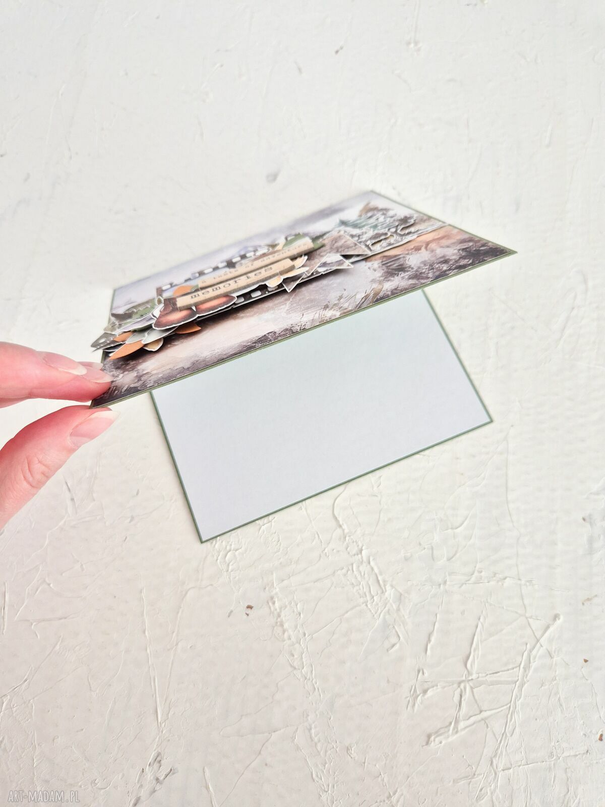 scrapbooking kartki: Kartka z motywem gór, idealna dla podróżnika, ręcznie robiona pamiątka