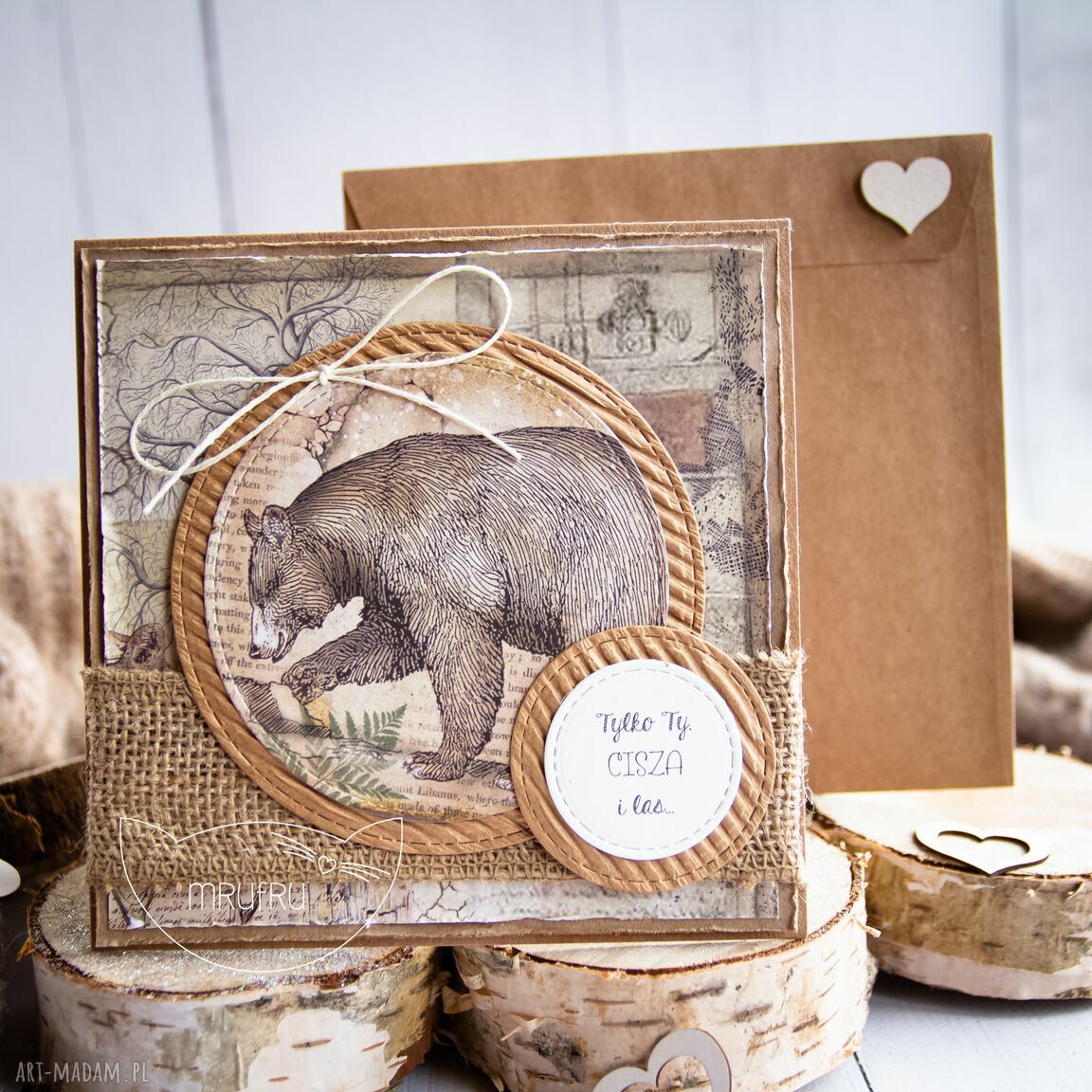 Kartka naturĄ tle koperta każdą okazję eko dla niego las