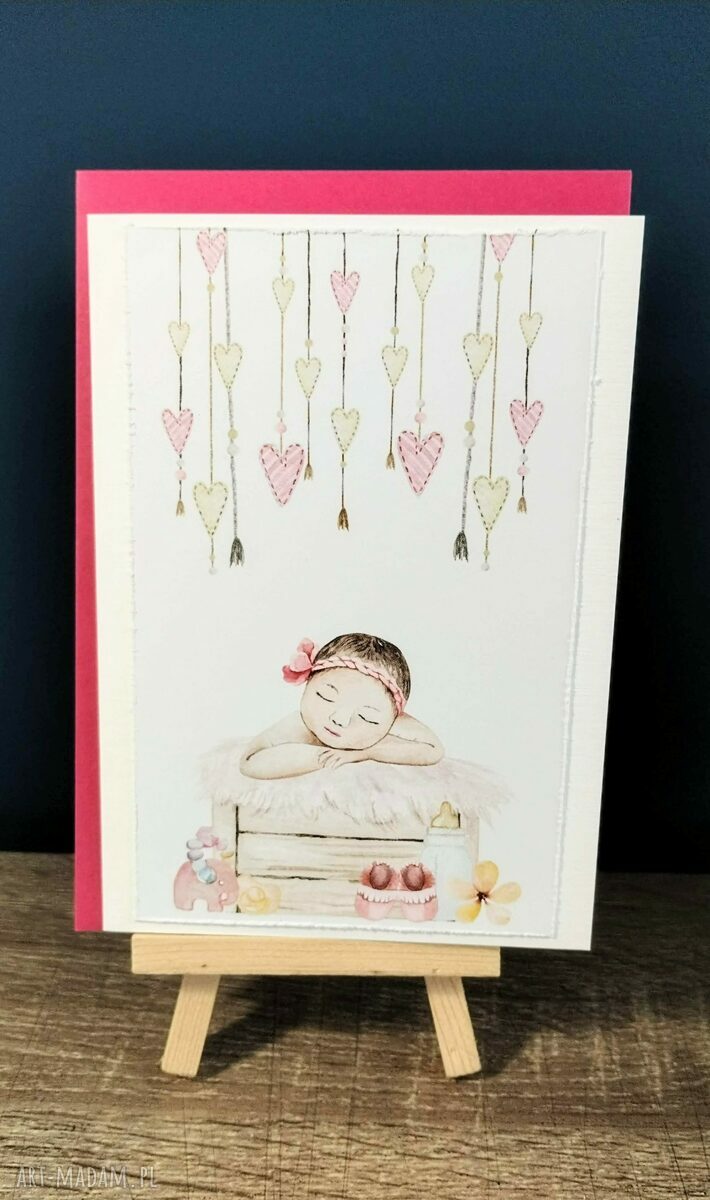 Kartka z okazji narodzin dla dziewczynki - scrapbooking handmade