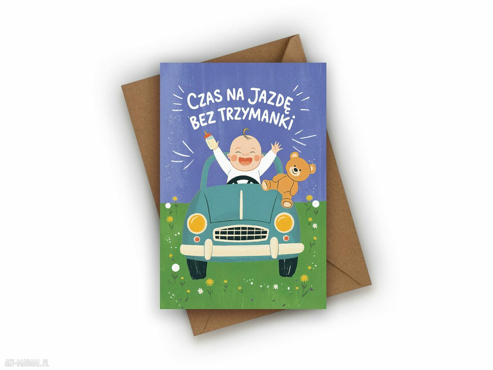Kartka z okazji narodzin dziecka - Czas na jazdę bez trzymanki