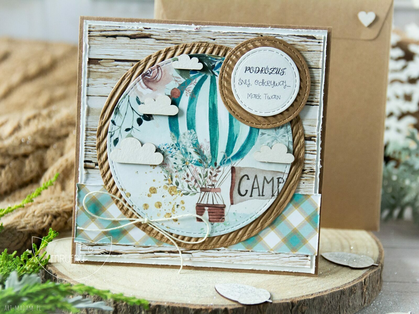 kartki: Kartka z podróżą w tle, z Twoją treścią. Ręcznie wykonane