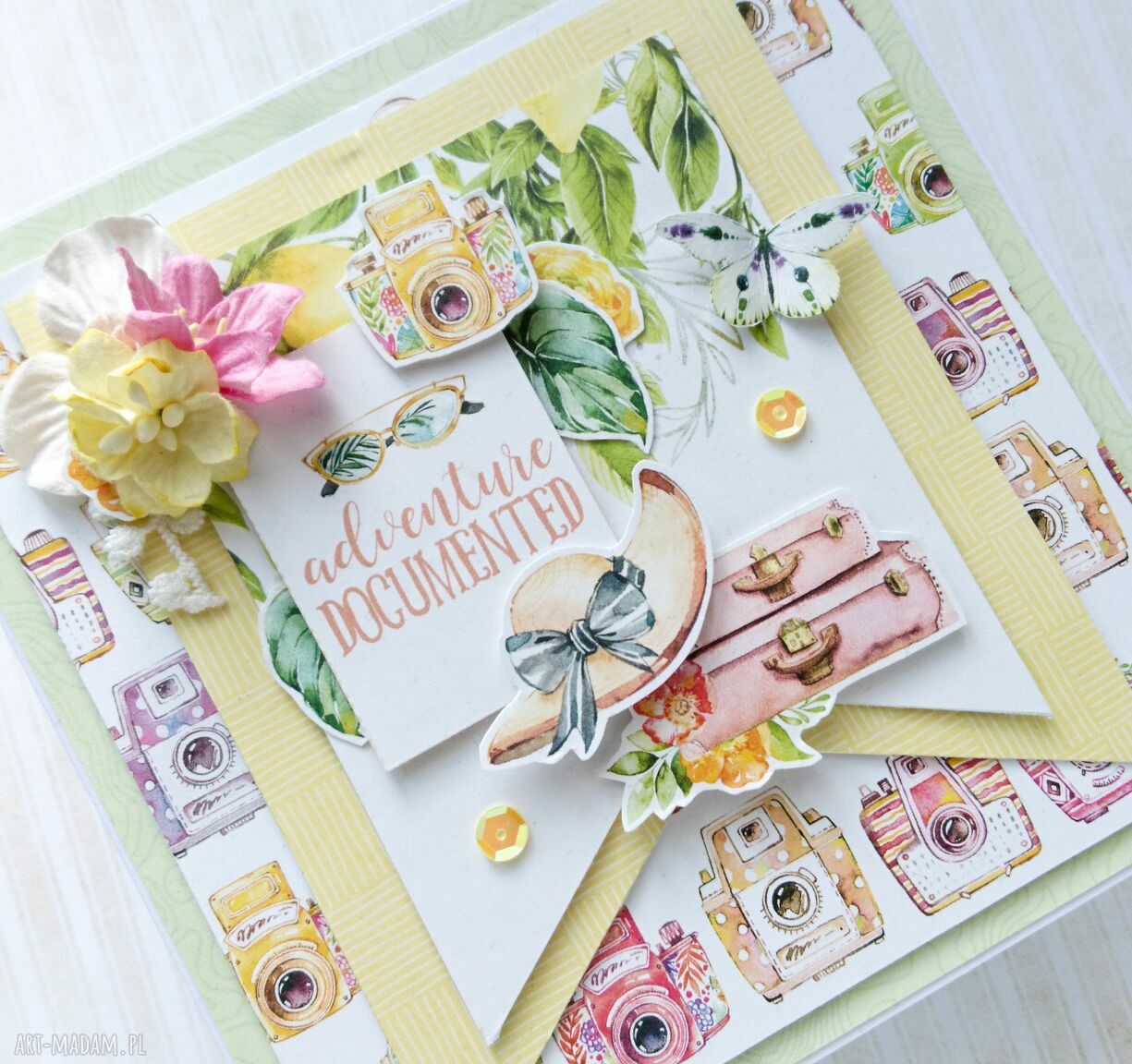 scrapbooking kartki: Kartka wakacyjna 01 w pudełku Ręcznie zrobione