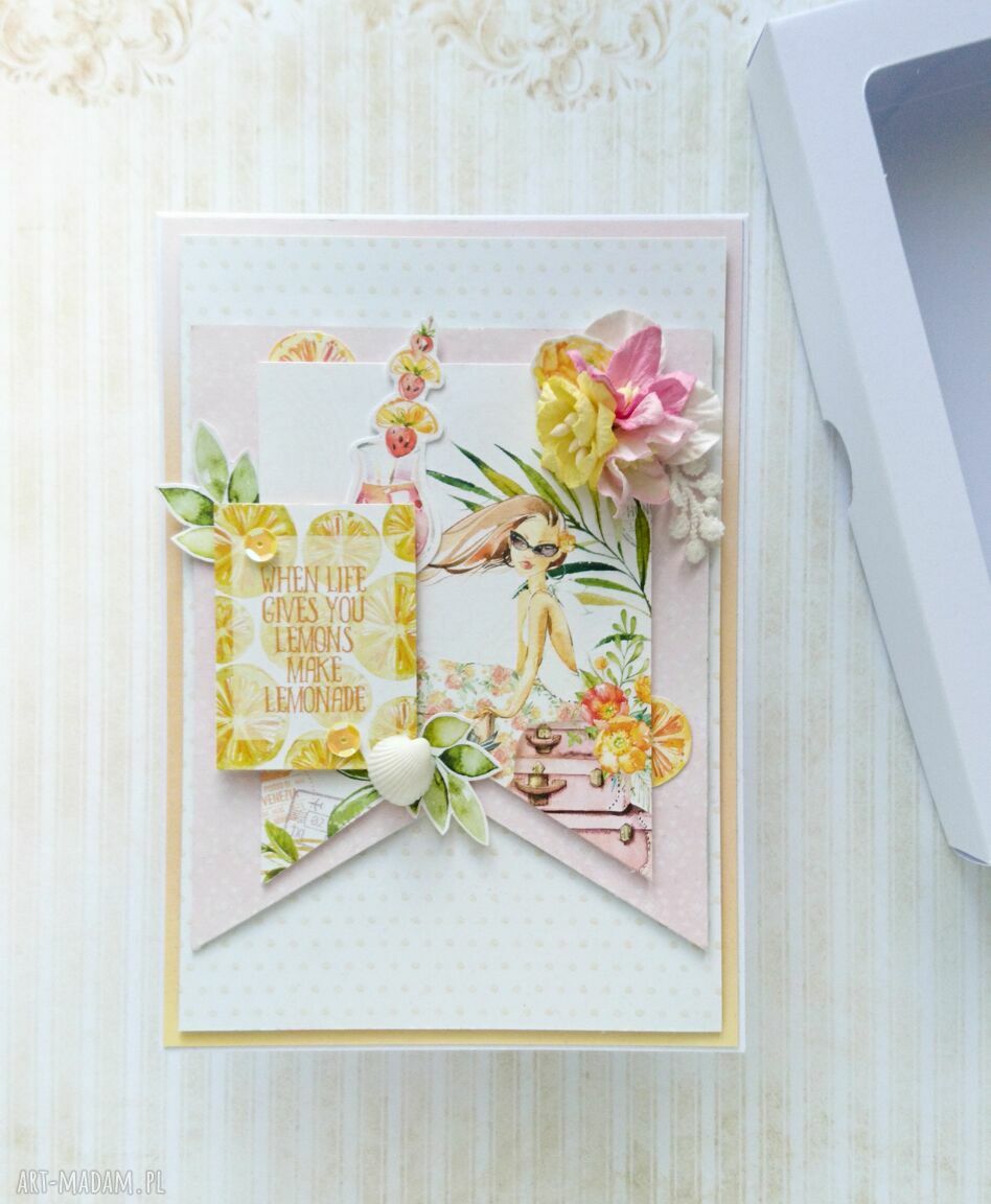 scrapbooking kartki: Kartka wakacyjna 03 w pudełku Ręcznie zrobione