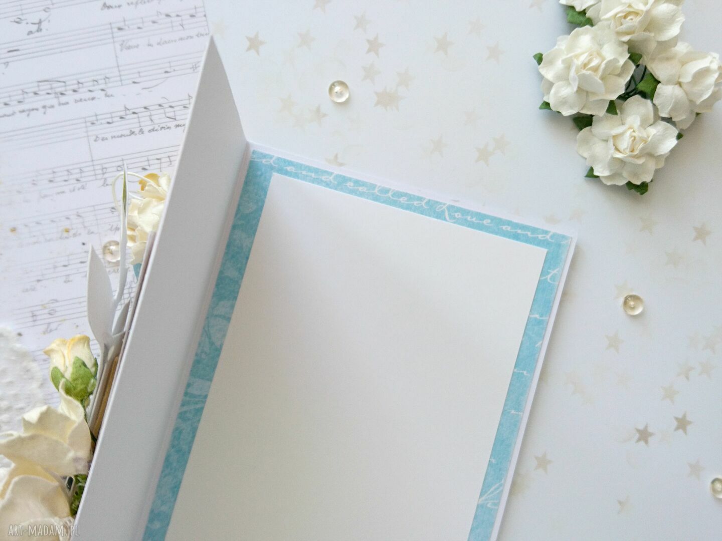 scrapbooking kartki: Kartka z pozytywnym hasłem, na niebiesko i żółto Hand Made