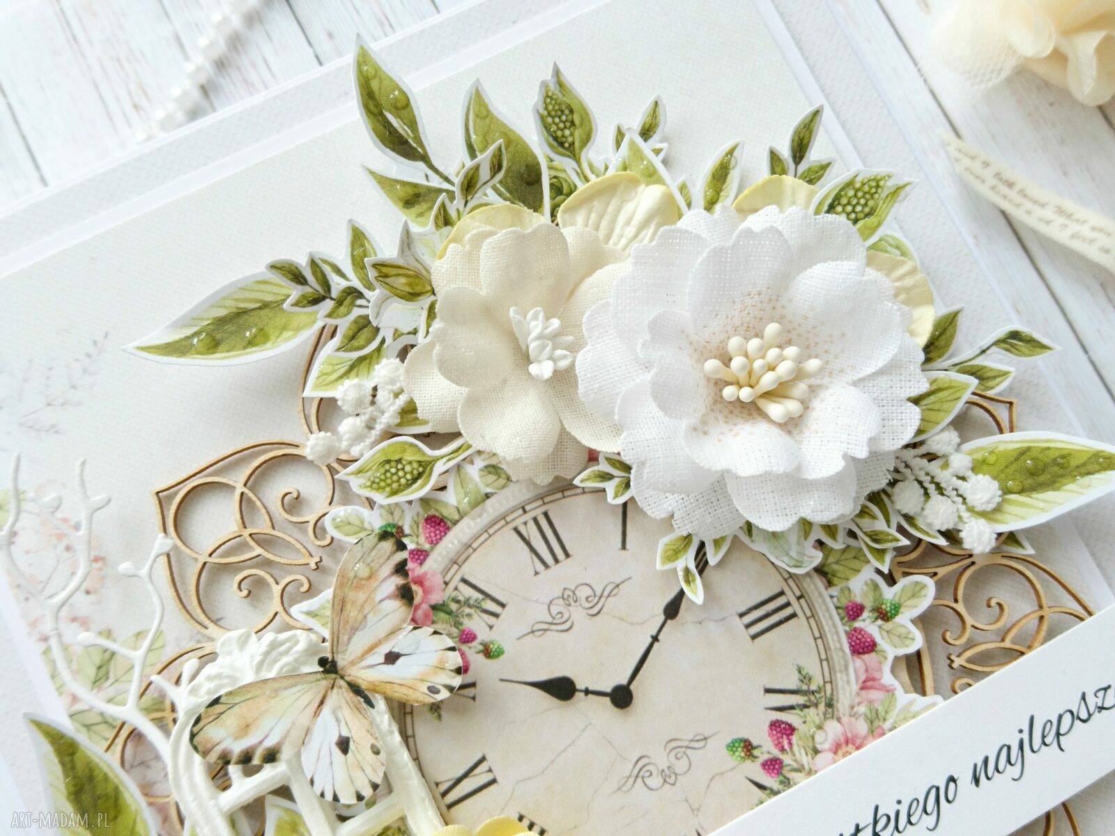 scrapbooking kartki: Kartka z zegarem w pudełku Ręcznie robione