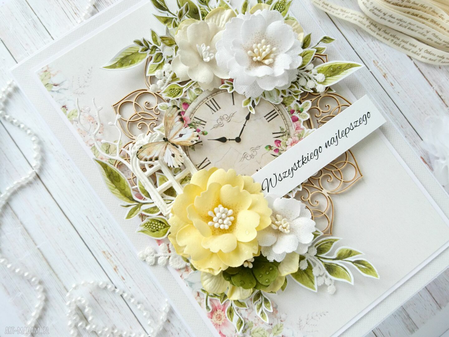 scrapbooking kartki: Kartka z zegarem w pudełku Ręcznie robione