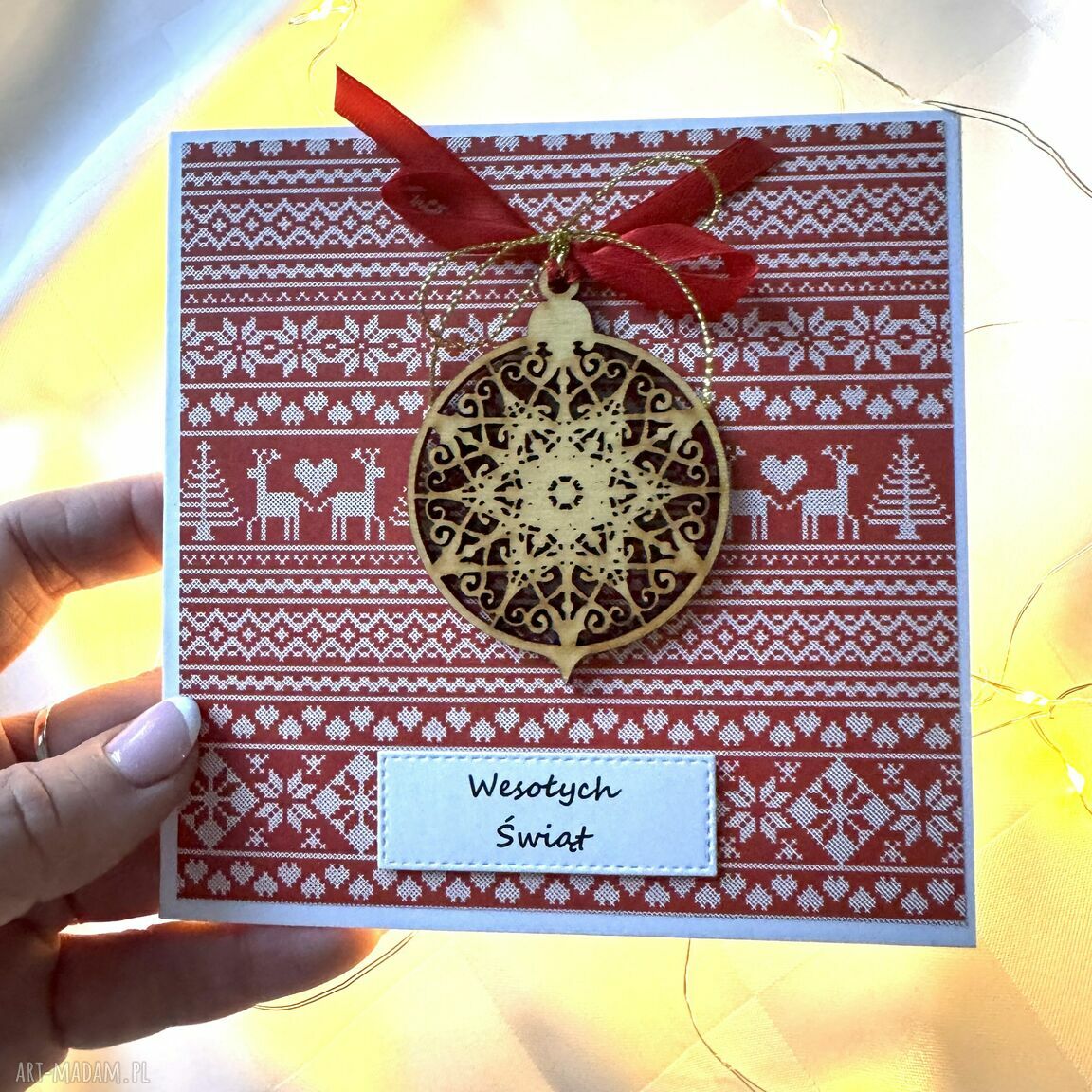 Prezent pod choinkę? Kartka boże narodzenie Święta Świąteczna