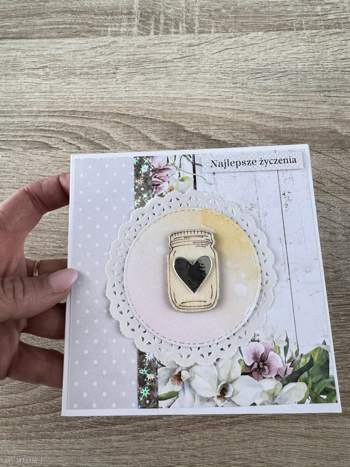 Kartka ślubna scrapbooking ręcznie robiona na prezent
