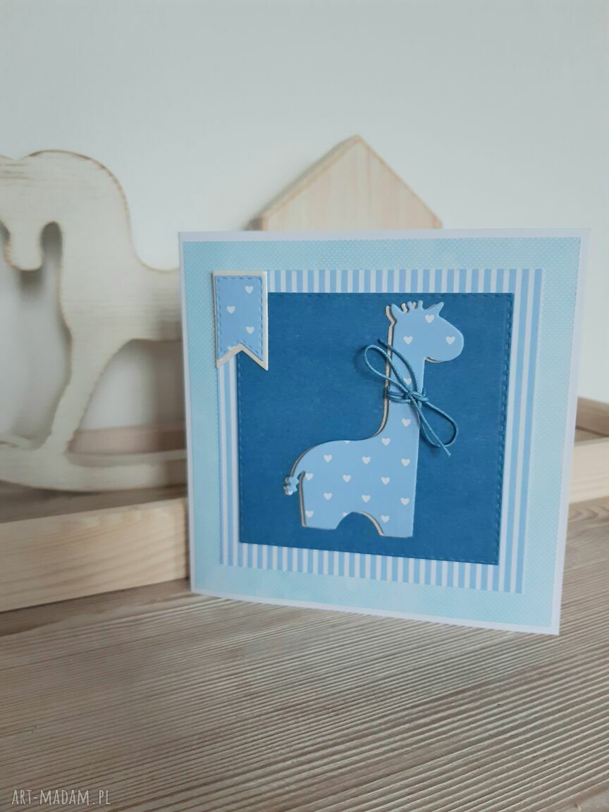 Kartka z żyrafą do personalizacji - urodzinowa handmade