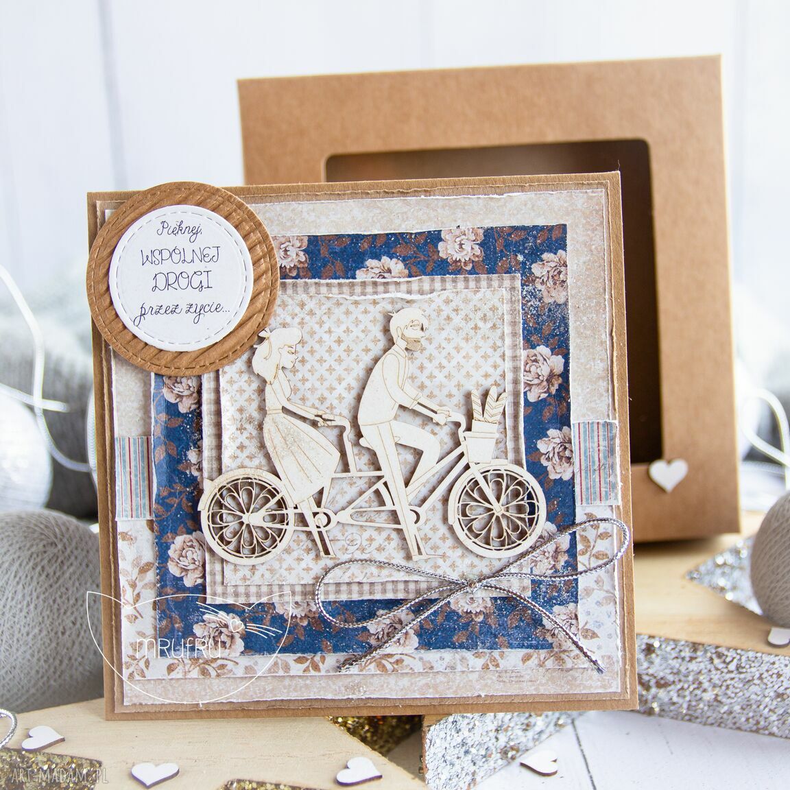 Kartka zakochani dla drugiej połówki pary lub dniu ślubu