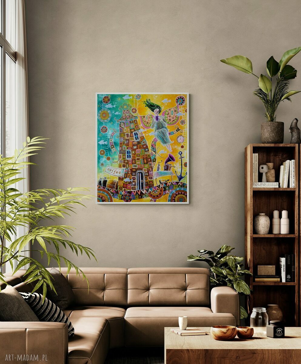 "Kawa o smaku morza" - obraz giclee z aniołem i morzem