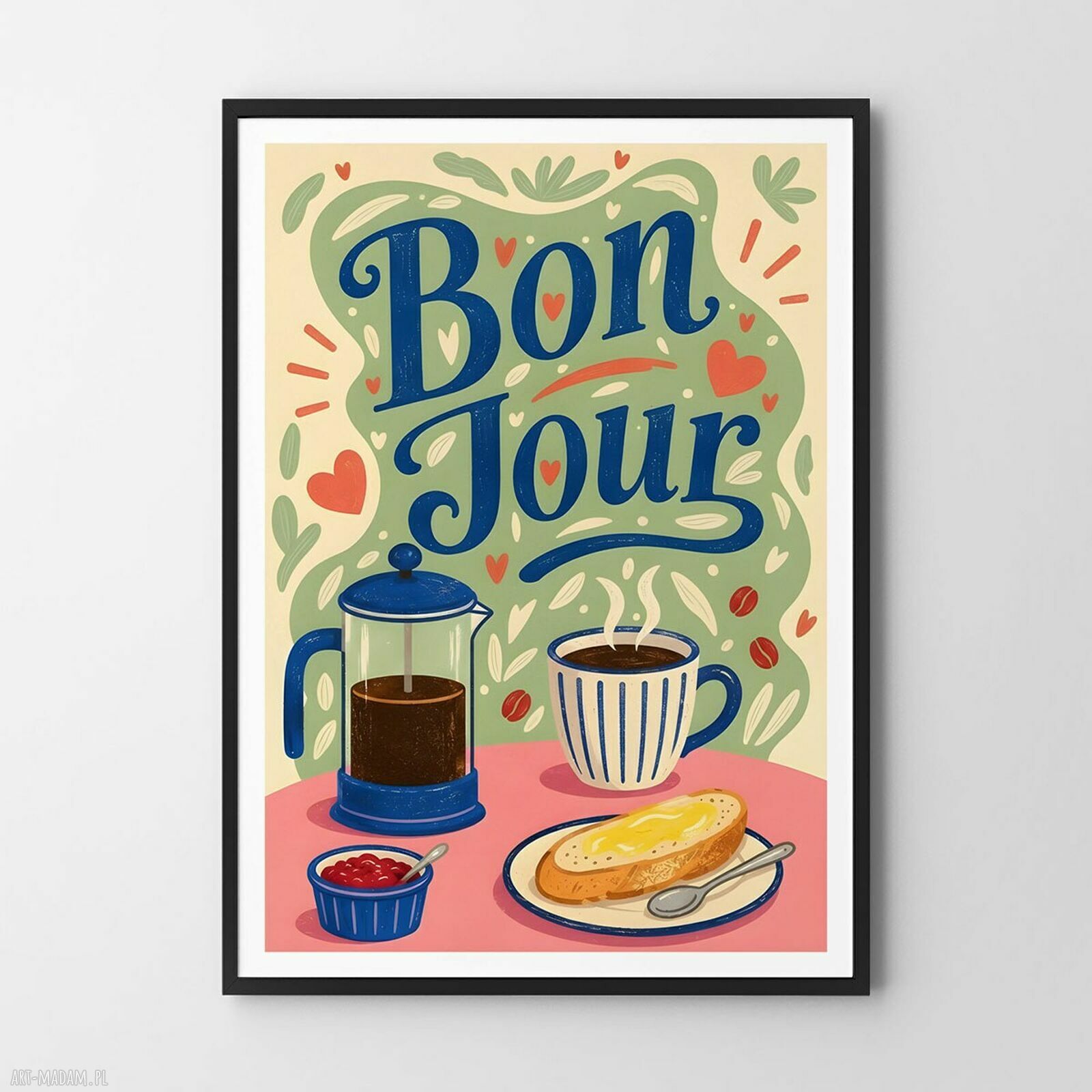 Plakat Kawa Bonjour 40x50 cm - ilustracja