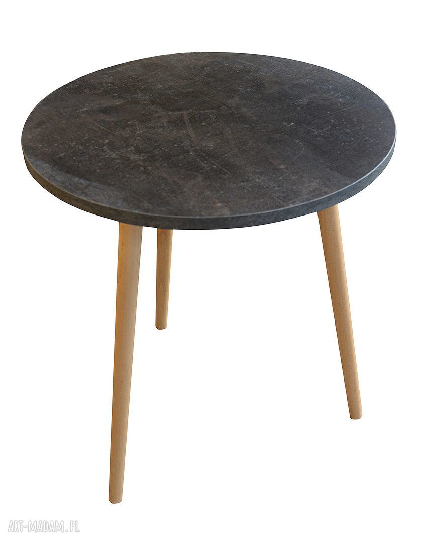 Stolik kawowy Beton Ciemny w stylu LOFT - okrągły, 50 cm