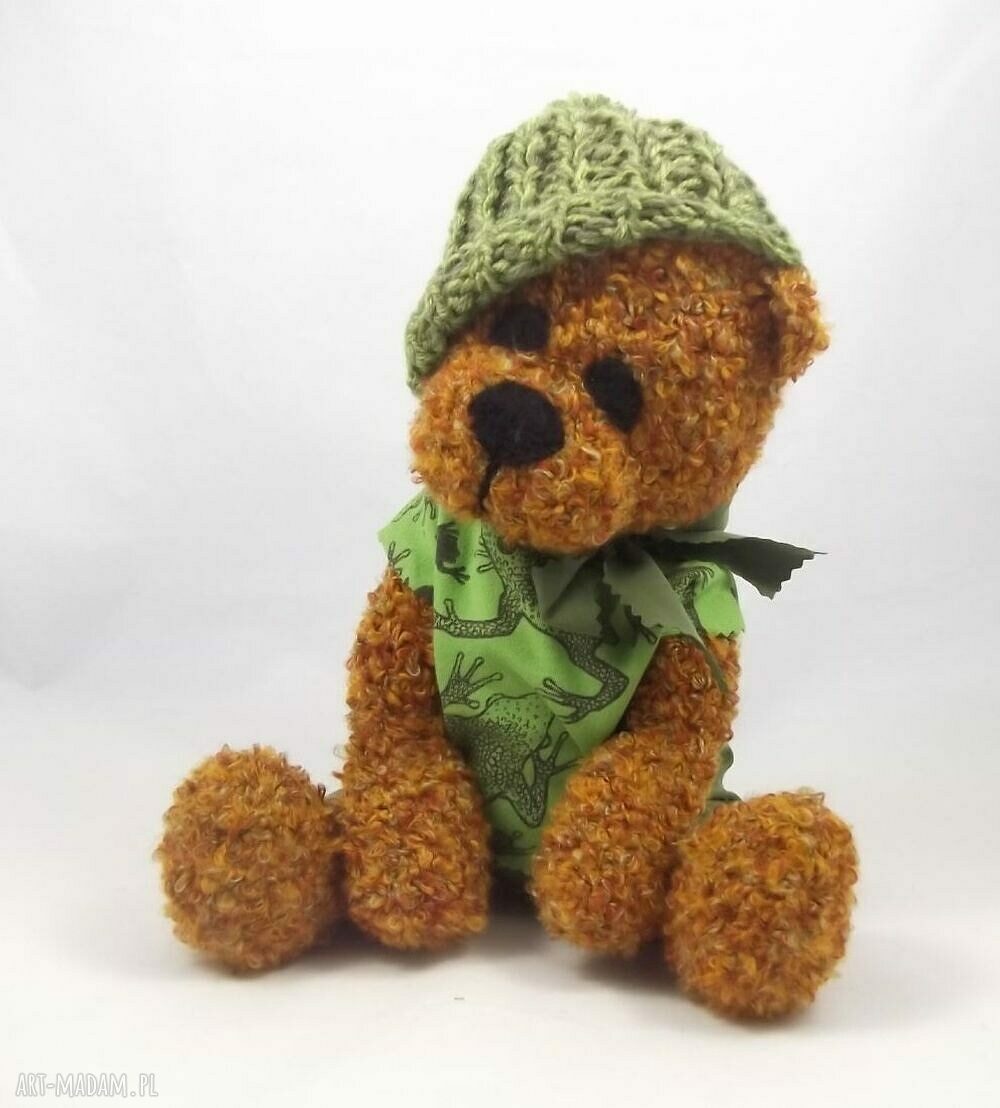 Miś Kazik szydełkowy z włóczki (36 cm) - maskotka handmade