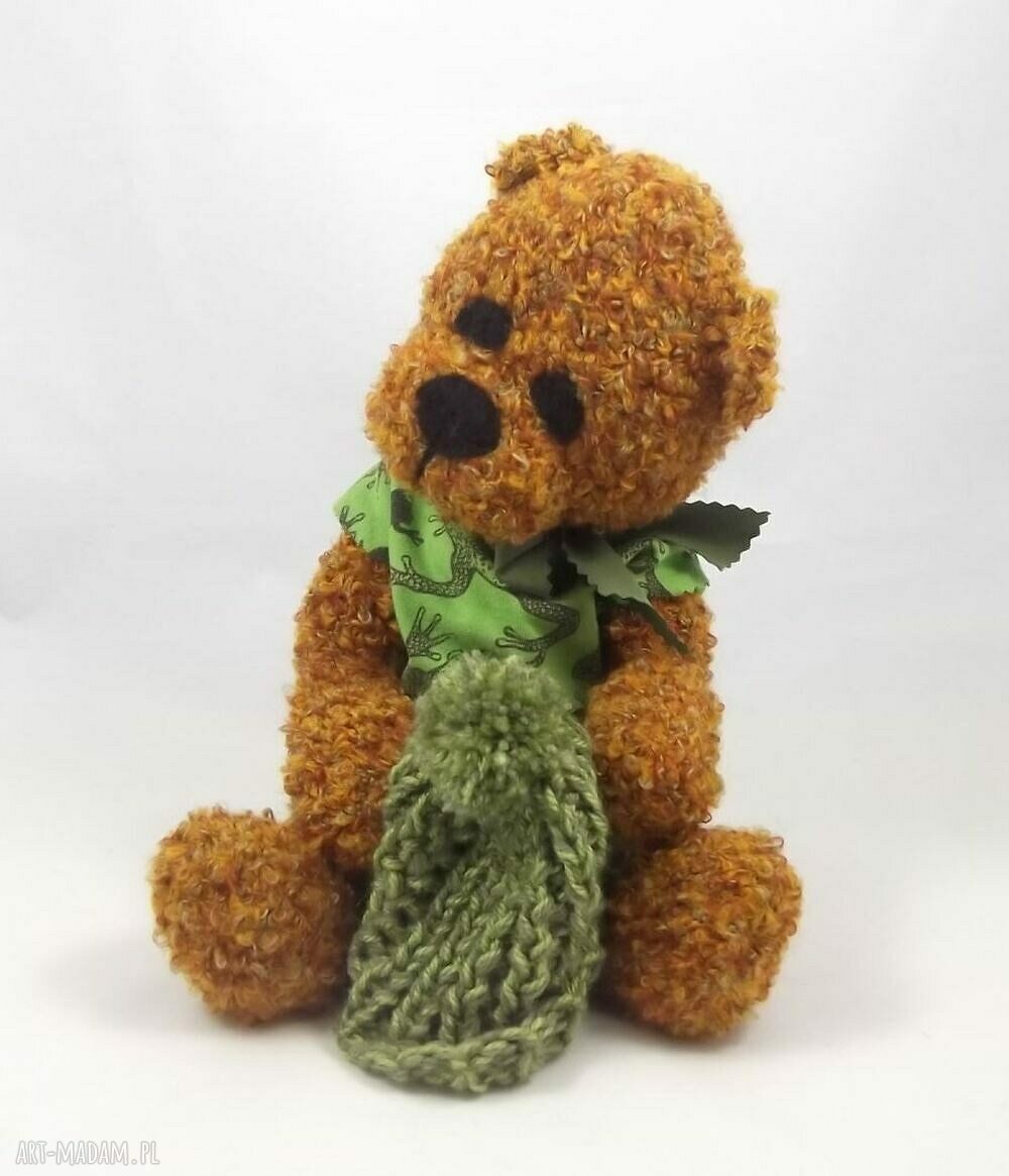 Miś Kazik szydełkowy z włóczki (36 cm) - maskotka handmade