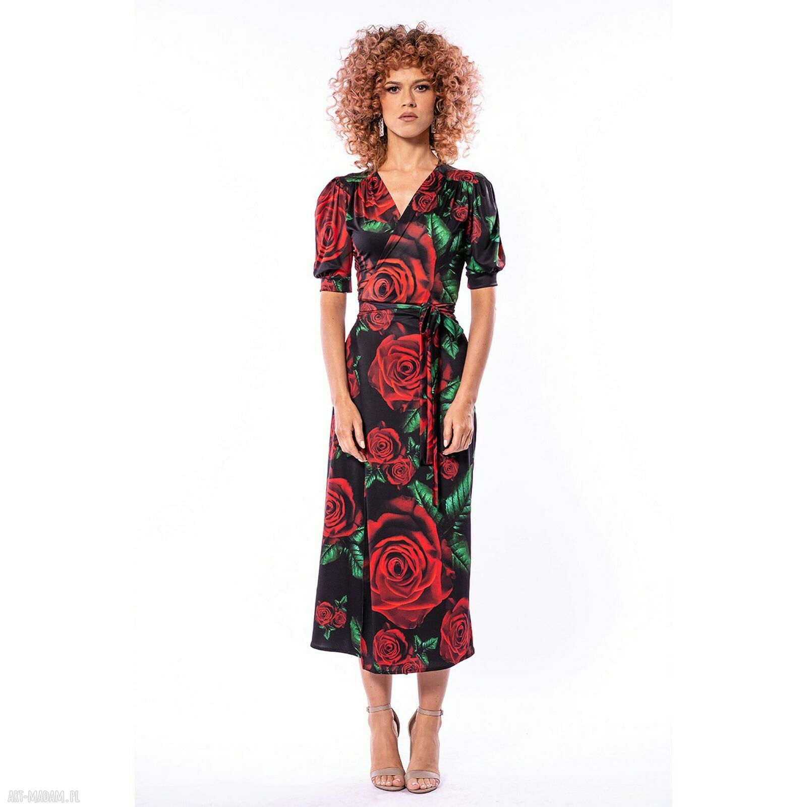 Kelly - kopertowa sukienka w kwiaty Królowa Róża Black