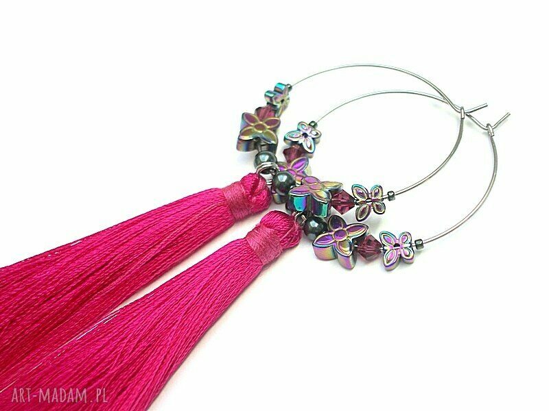 Alloys Collection Boho długie kolczyki koła ze stali szlachetnej Swarovski