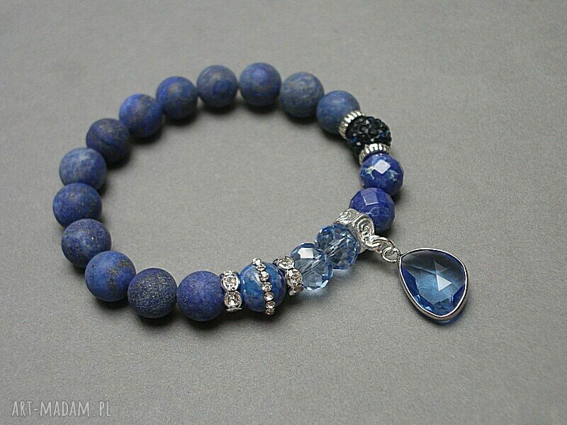 Bransoletka z lapis lazuli Navy Blue i Ice vol 2 (matowa)