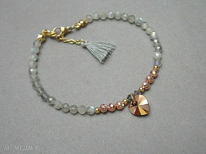 Bransoletka z labradorytem i kryształami Swarovski - Szlachetna Kolekcja Ki-ka Pracownia