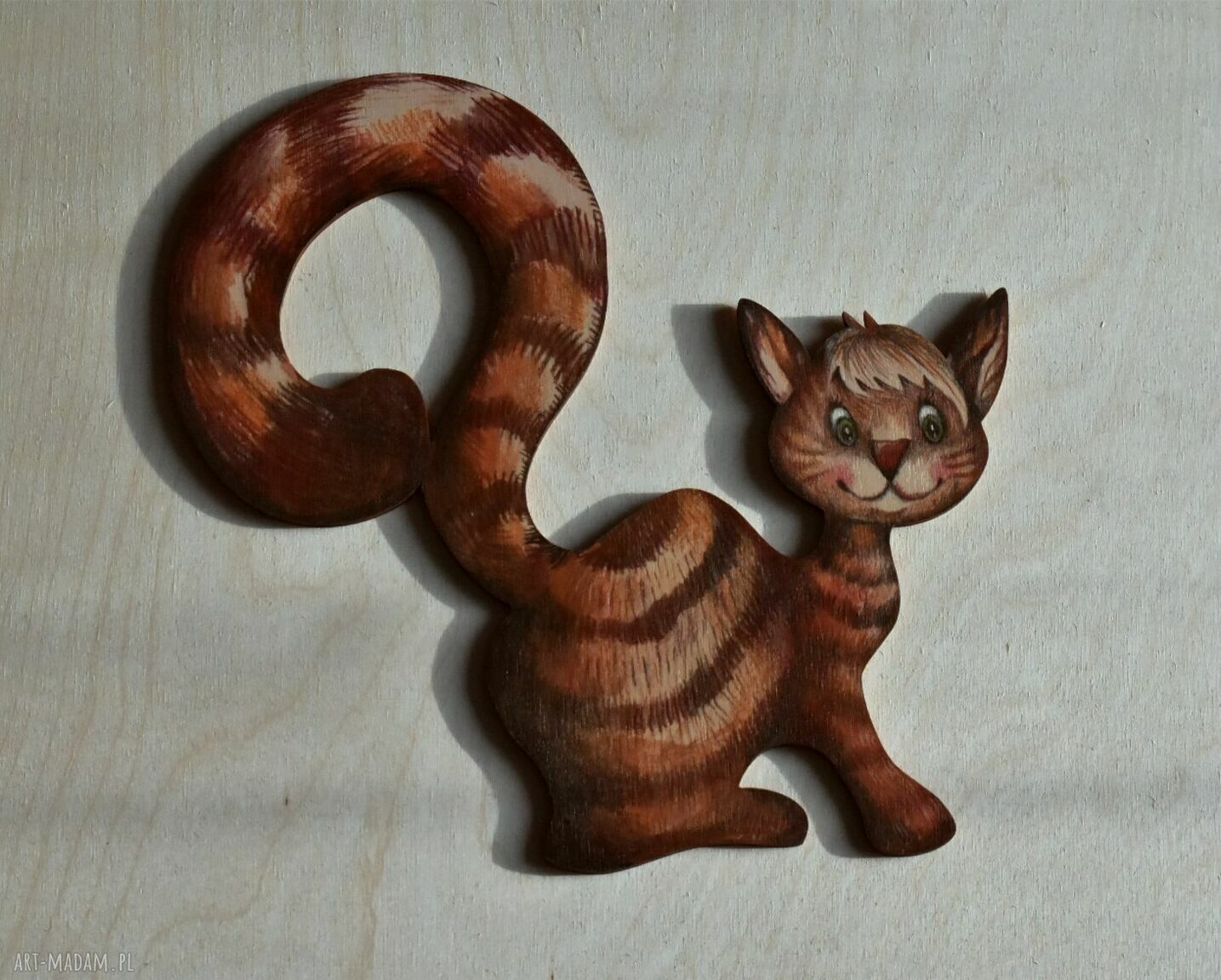 Kicia - drewniany magnes na lodówkę 10x10 cm (handmade)