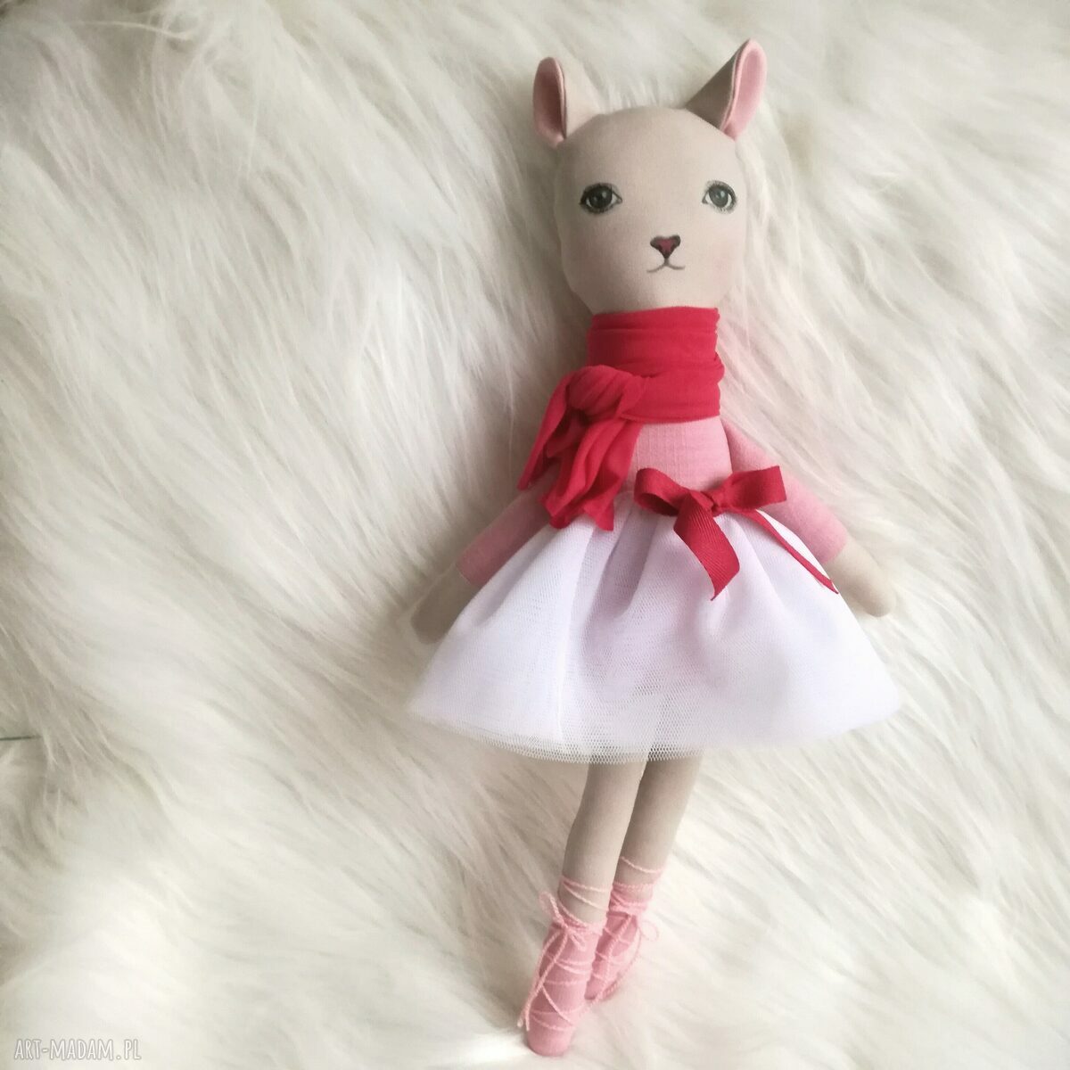 Kicia Różowa - ręcznie szyta przytulanka kotka 48 cm