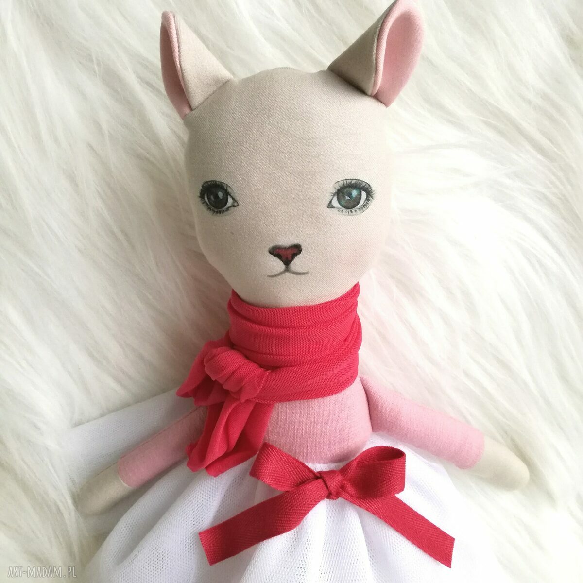 Kicia Różowa - ręcznie szyta przytulanka kotka 48 cm