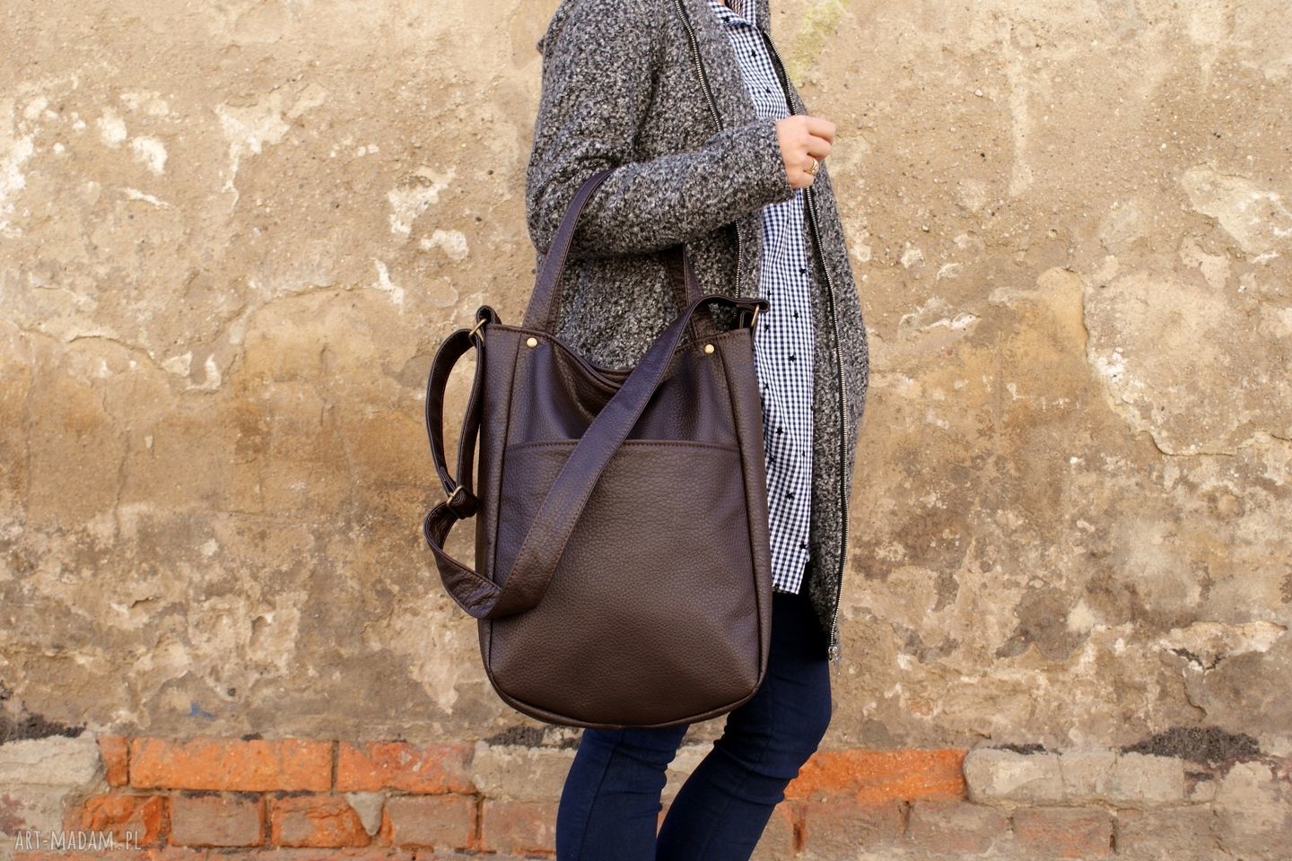 Iks pocket czekolada jesień kieszeń torebka torba boho hobo