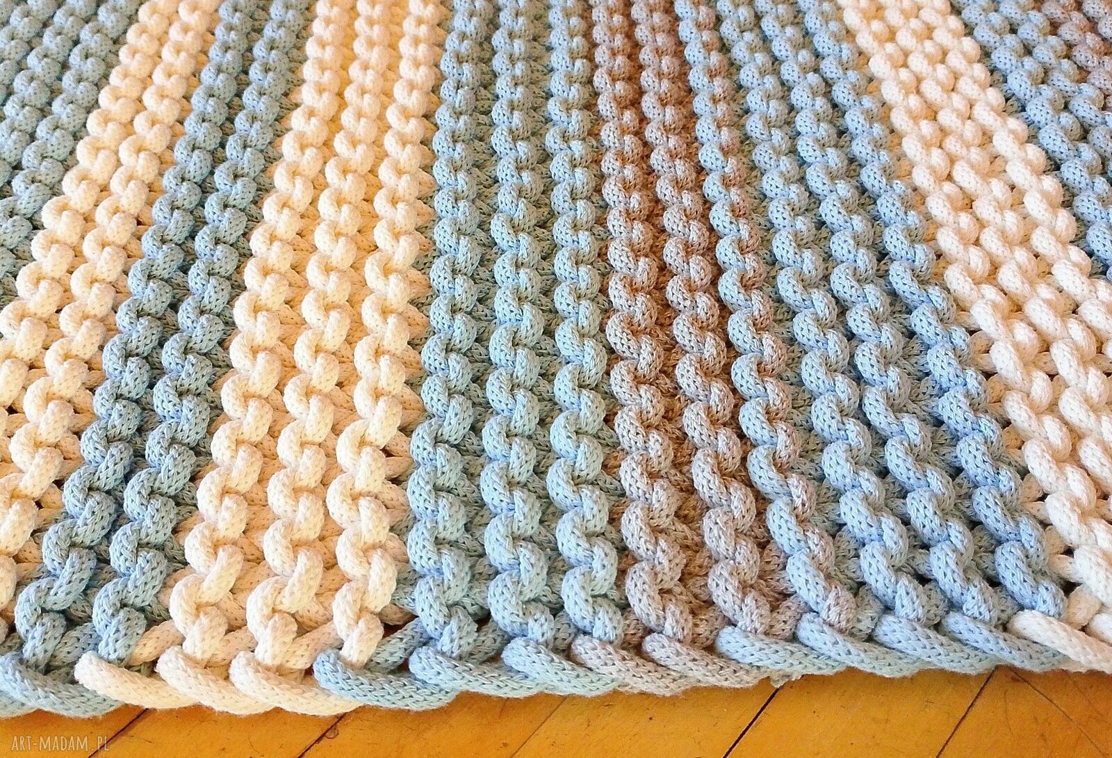 Kilim na drutach ze sznurka w stylu skandynawskim - 200x60 cm, dwustronny