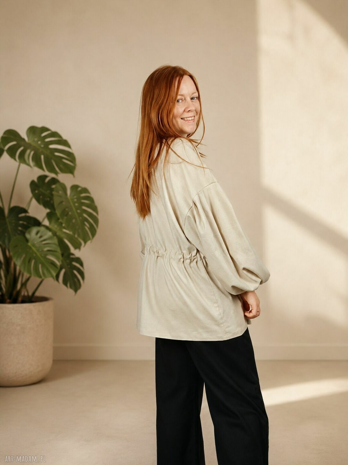 Kimono damskie lniane SOLENA - poncho na lato i plażę