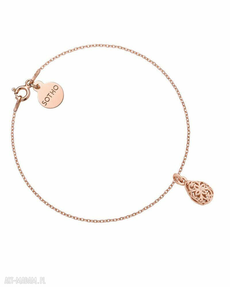 Bransoletka ażurową łezką różowego złota różowe zawieszka modo
