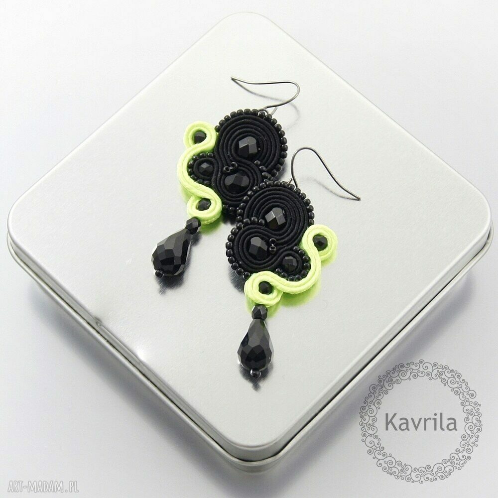 Kolczyki soutache inspire neon klasyczne wykonane techniką