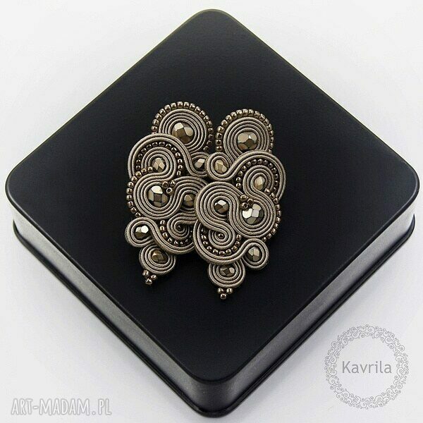 Kolczyki soutache mirine sand klasyczne wykonane techniką