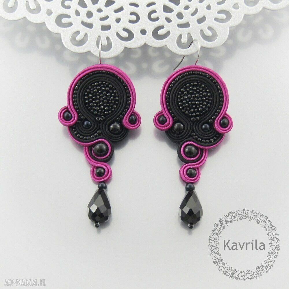 kolczyki soutache passion pink Ręcznie zrobione