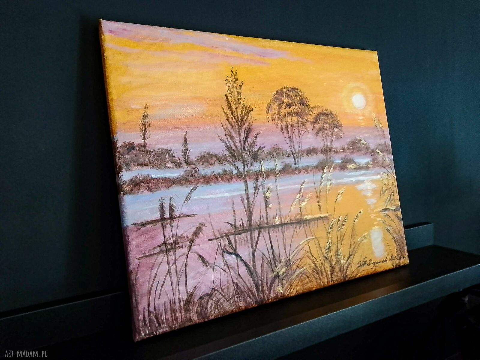 Klasyczny pejzaż w złocistych refleksach - obraz akrylowy na płótnie 24x30