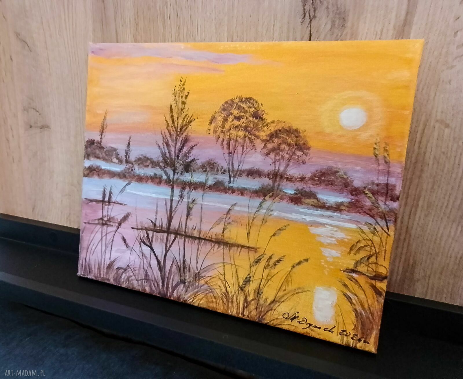 Klasyczny pejzaż w złocistych refleksach - obraz akrylowy na płótnie 24x30