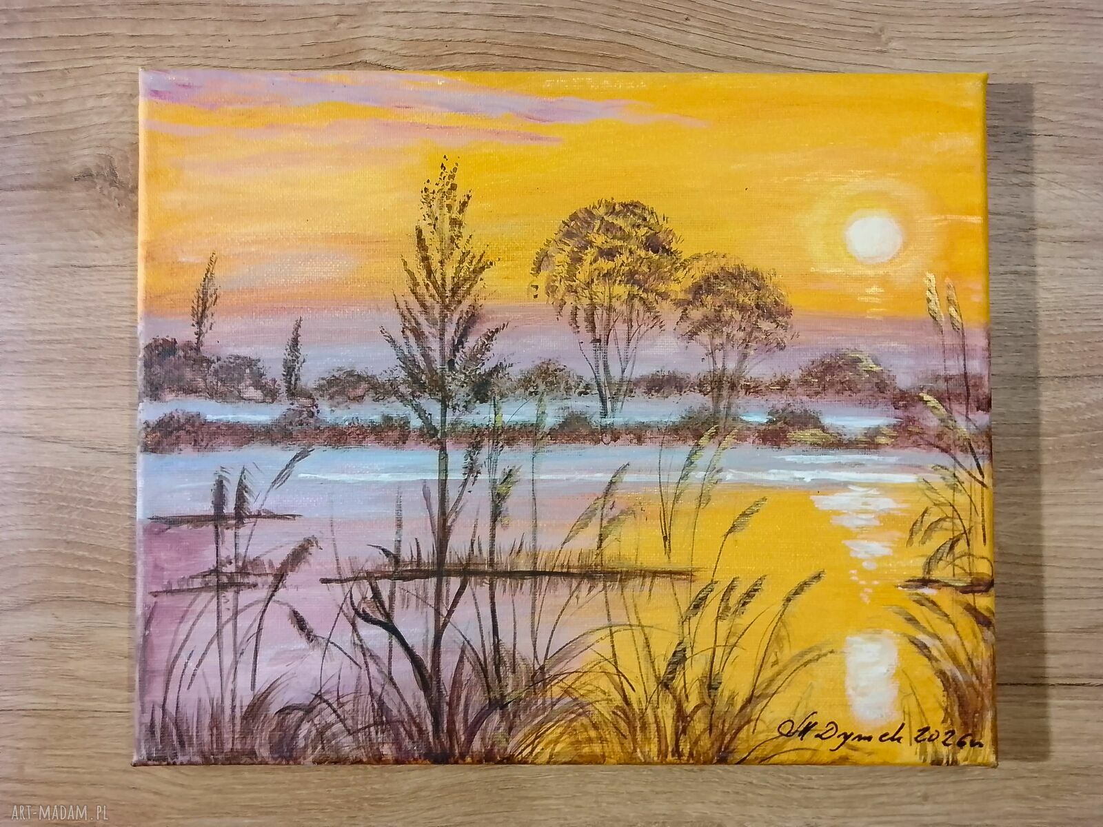 Klasyczny pejzaż w złocistych refleksach - obraz akrylowy na płótnie 24x30