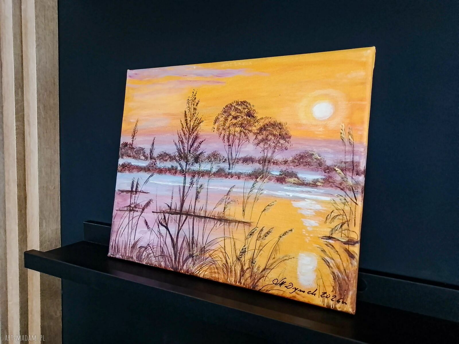Klasyczny pejzaż w złocistych refleksach - obraz akrylowy na płótnie 24x30